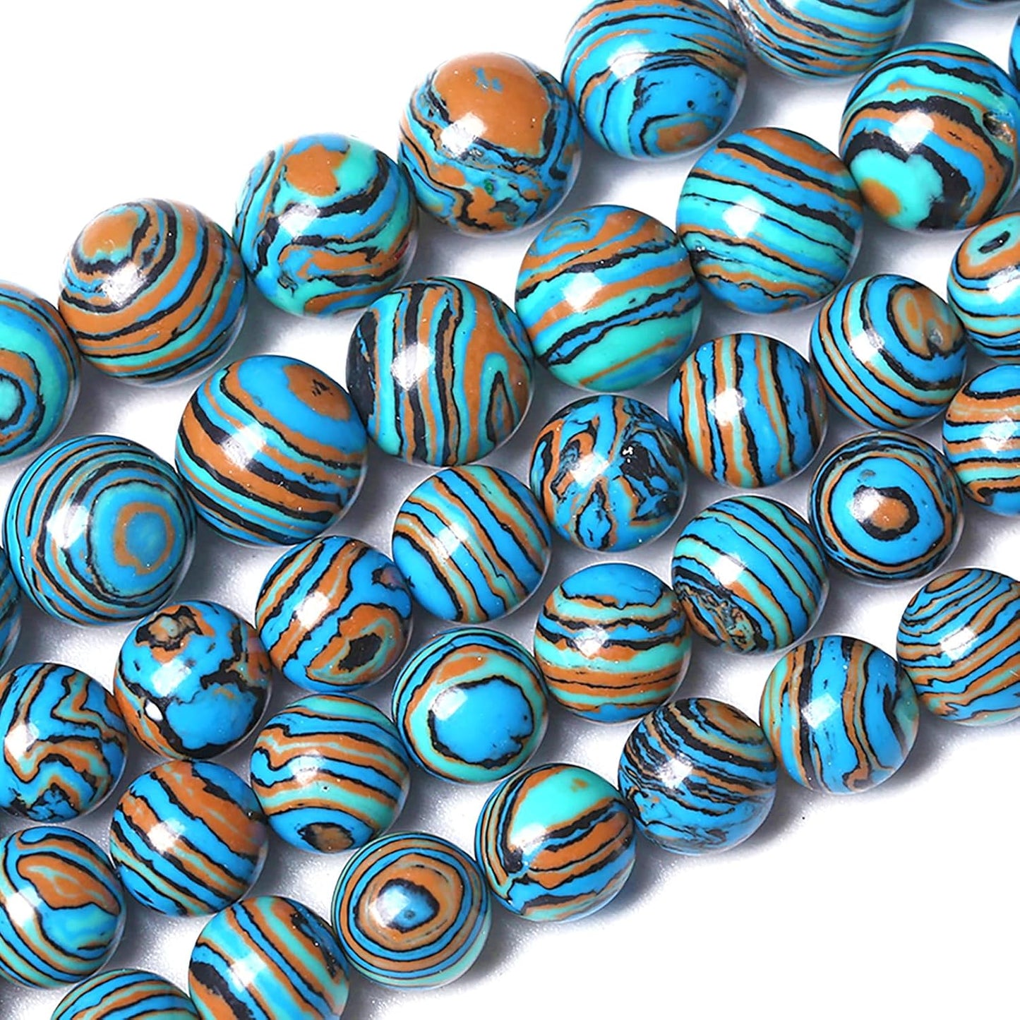 8MM Blue Malachite Beads Natural Stone Energy Healing Beads Round Loose Beads for Jewelry Making Bracelet 90pcs 2 Strands 32"