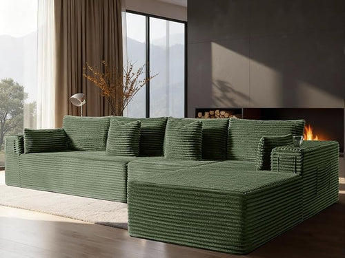 138" Cloud Sectional Couch, Comfort L Shaped Boneless Couch by VYUXWO