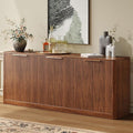 Evermagin 67" Fluted Walnut Buffet Cabinet Sideboard by Evermagin