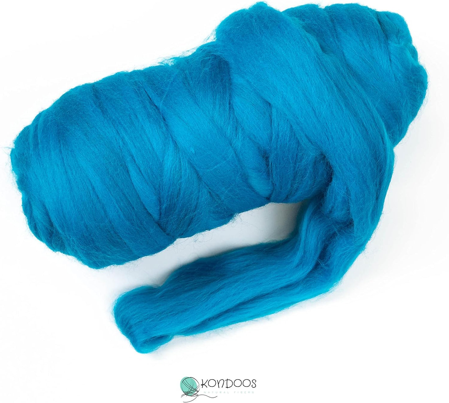 Kondoos Colored Natural Wool roving, 1 lb. Best Wool for Needle Felting, Wet Felting, handcrafts and Spinning.Wool Felting Yarn Supplies (Turquoise, 1 lb)