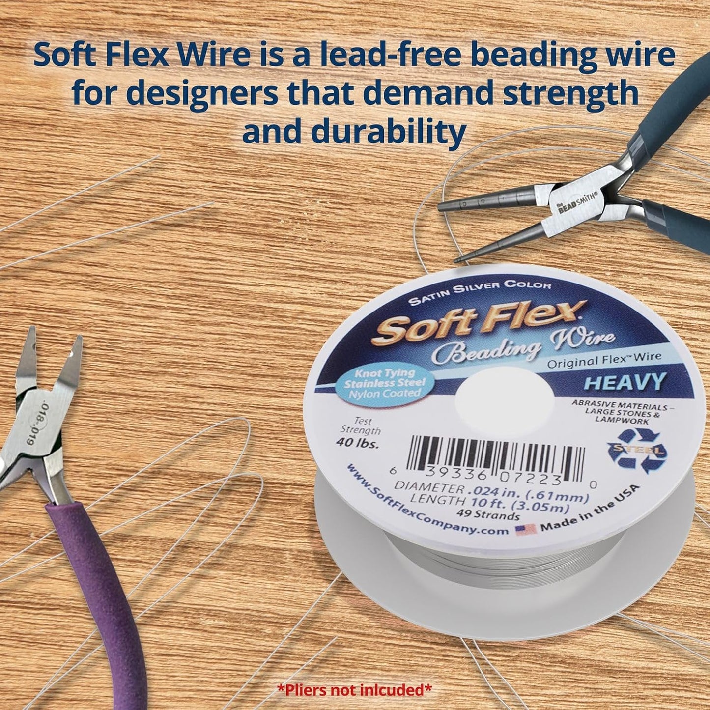 Soft Flex 49 Strand Beading Wire - Heavy 0.24 Diameter - 10 Feet Nylon Design Wire