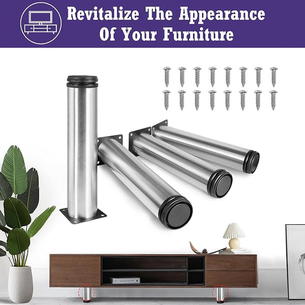 10 Inch Metal Furniture Legs Stainless Steel Adjustable Legs Silver Metal Legs - Image 2