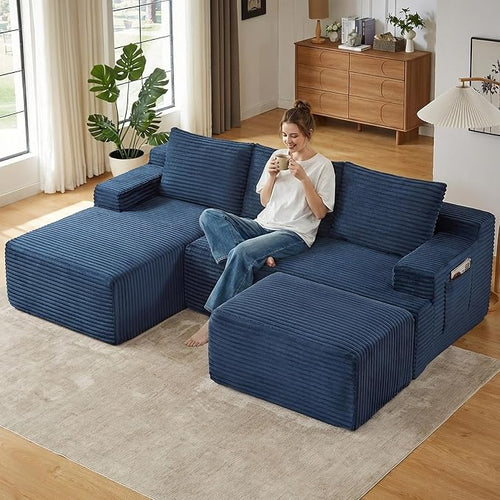 96" Cloud Sectional Couch U-Shaped Chaise by ODUWA