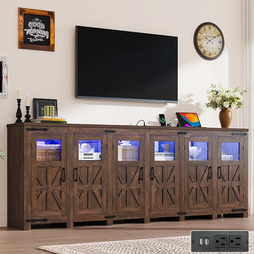 95.3" Large LED Farmhouse TV Stand by chartustriable