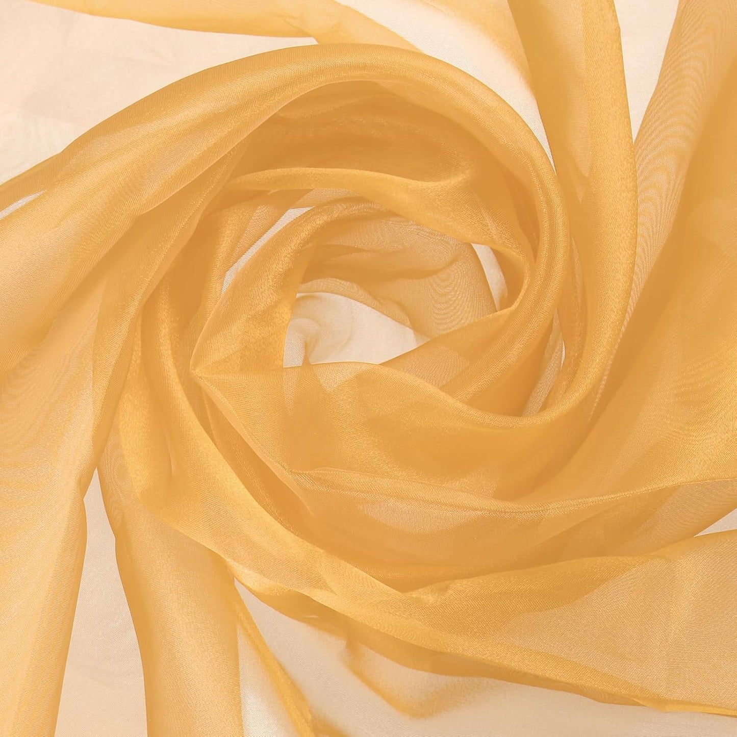 MECCANIXITY Iridescent Sheer Organza Fabric, 2 Yards x 59 Inches Solid Holographic Shiny Fabric Organza Cloth for Wedding, Curtains, Costume, Photo Background, Light Coffee