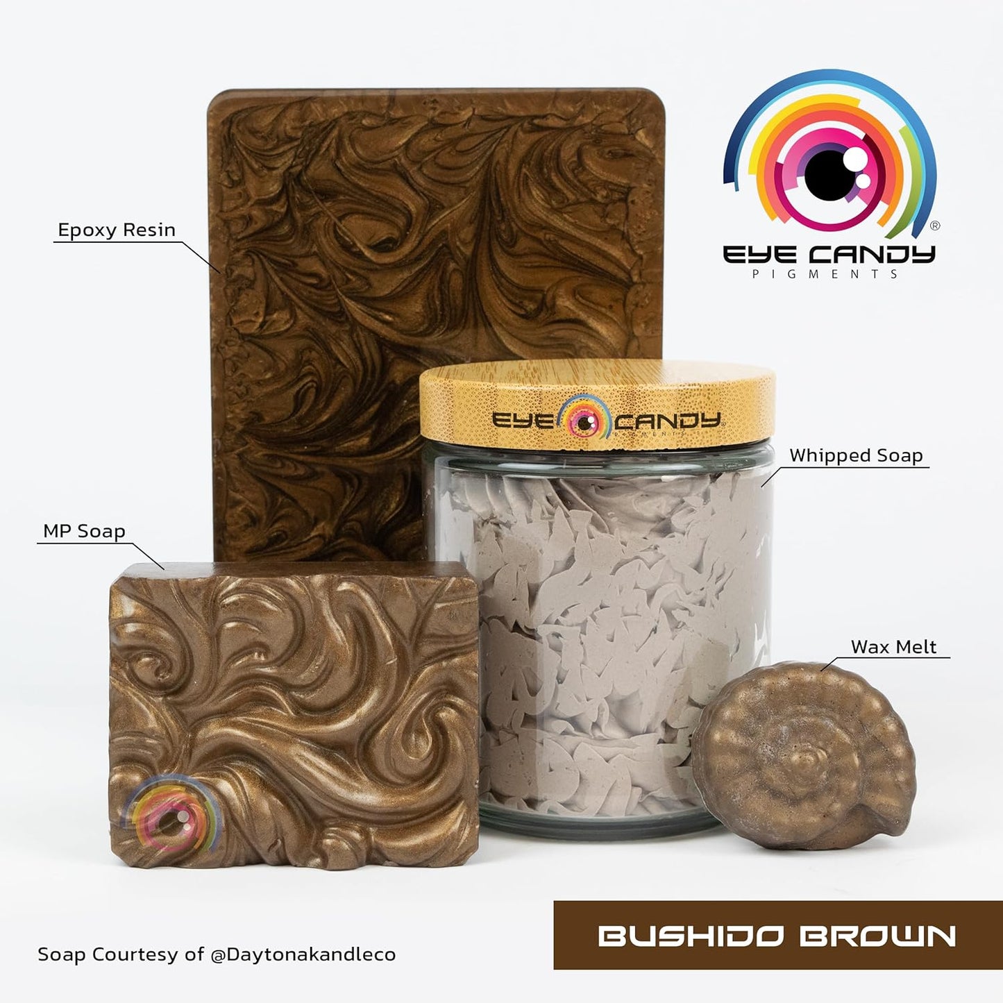 Eye Candy Pigments Premium Brown Mica Powder - Bushido Brown (50gr) - for Epoxy, Resin, Soap, Paint, Woodworking, Acrylic Pouring, Bath Bombs, Fishing Lures - DIY Arts and Crafts Additive