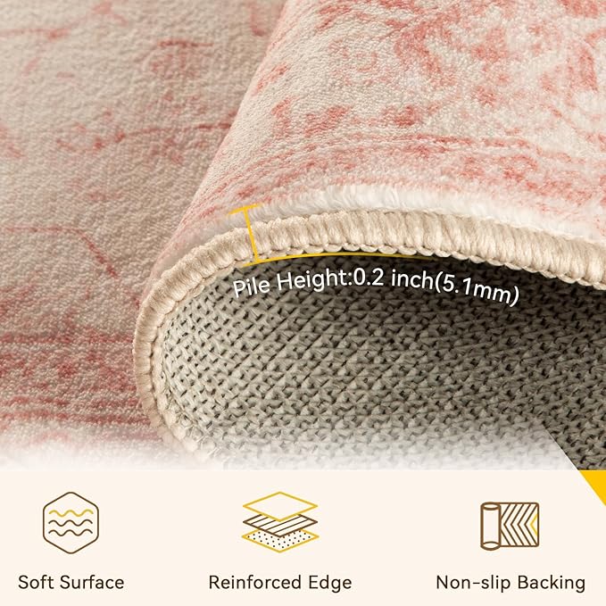 RELEANY Area Rugs 2'x8' Runner Rug Non Slip Washable - Image 3