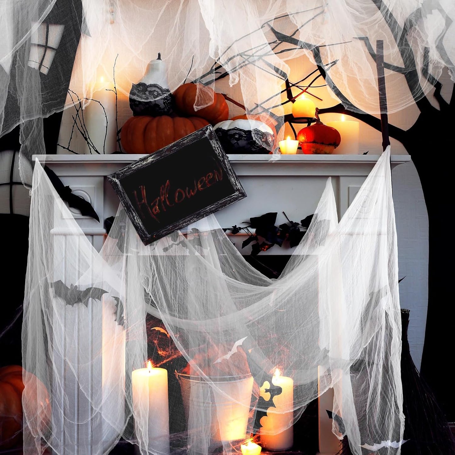 Boao Halloween Cheese cloth 85 x 394 Inch White Cheesecloth Roll for Crafts Large Cotton Muslin Gauze Fabric for Halloween Outdoor & Indoor Spooky Decoration