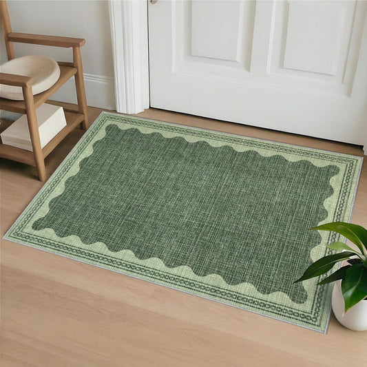 Scalloped Rug 2x3 Rugs for Entryway, Solid Grey Rug Small Area Rug Non Slip Scalloped Bath Mat, Washable Rugs Front Door Mat Indoor Entrance,Soft Girls Nursery Dorm Carpet for Bedroom Kitchen