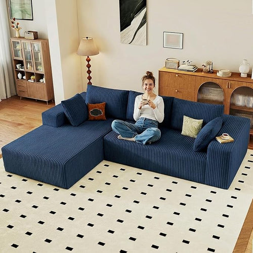 95" Cloud Sectional Couch with L-Shape Chaise, Modular Comfy Sofa Chaise Longue by ODUWA