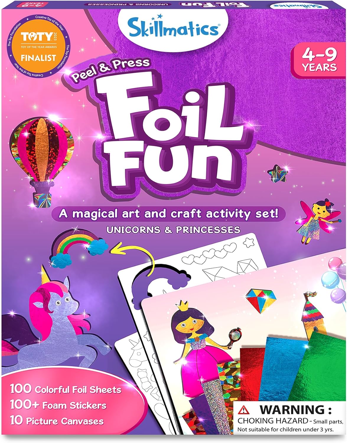 Skillmatics Foil Fun - Unicorns & Princesses, No Mess Art for Kids, Craft Kits & Christmas Fun Supplies, DIY Creative Activity, Travel Toys, Gifts for Ages 4, 5, 6, 7, 8, 9