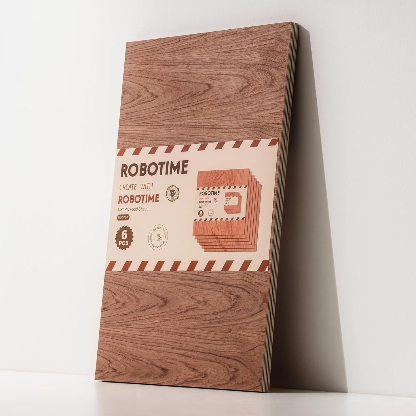 ROBOTIME 3mm Plywood for Laser Cutting, 6 Pcs Bubinga 1/8 Plywood Sheets, Crafting Wood for DIY Projects, Thin Bubinga Wood Sheets Laser Engraving Material, 12"x20"