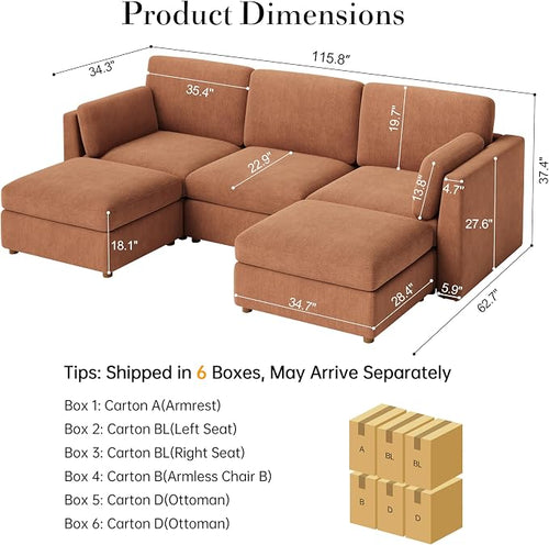 116'' Oversized Modular Sectional Sofa - Image 2