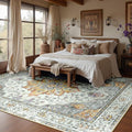 RELEANY Area Rugs 7'x9' Washable Non-Slip, Floral Vintage Distress Print by RELEANY