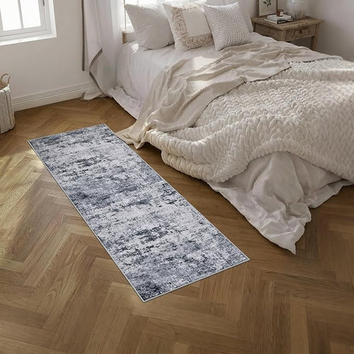 2'x6' Runner Rug Washable Rug: Modern Abstract Soft Thin Runner Rug Grey - Image 2
