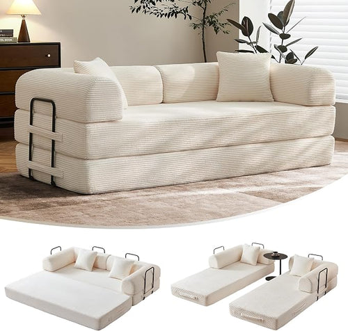 79" Convertible Sofa Bed with Fixed-Shape Frame & Removable Armrests, Modular by SAVENICA