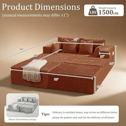 72" Cloud Sectional Couch, Comfort Sleep Sofa - Image 2