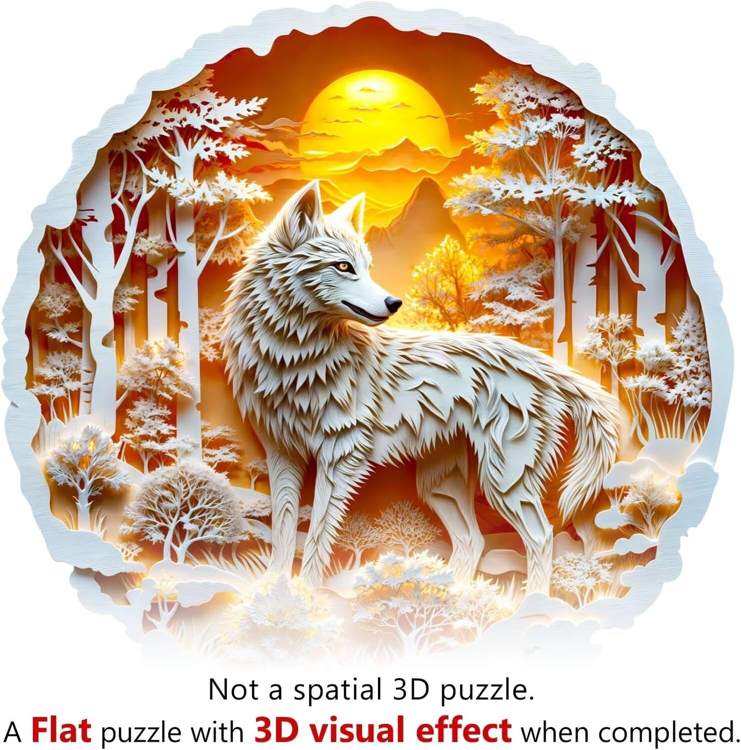 Wooden Puzzles for Adults, 3D Wolf Wooden Puzzles 290 Pieces, Unique Animal Shaped Wood Challenging Jigsaw Puzzles Gifts for Adults, 13.4x13.4in