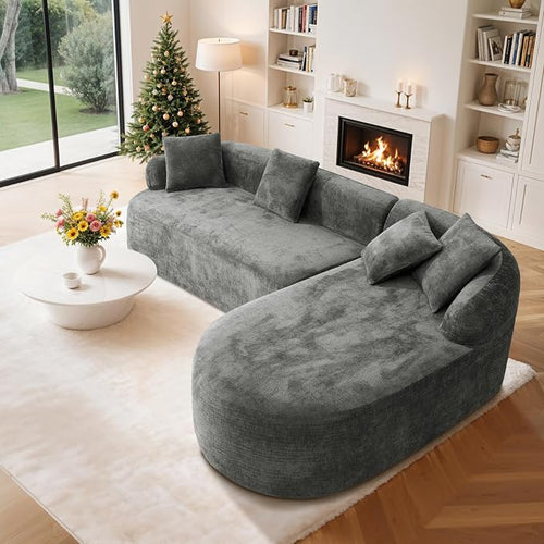 99" Curved Sectional Sofa with Chaise, Modern Boneless Couch with Deep Seat - Image 2