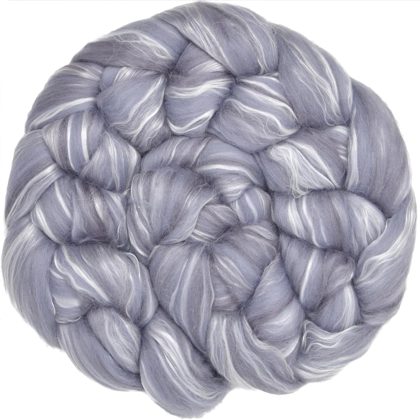 Merino Silk Luxe Tonal Designer Blend. Superfine Merino, Mulberry Silk, Tussah Silk. Top Roving for Spinning or Felting. Silver Mist 4oz