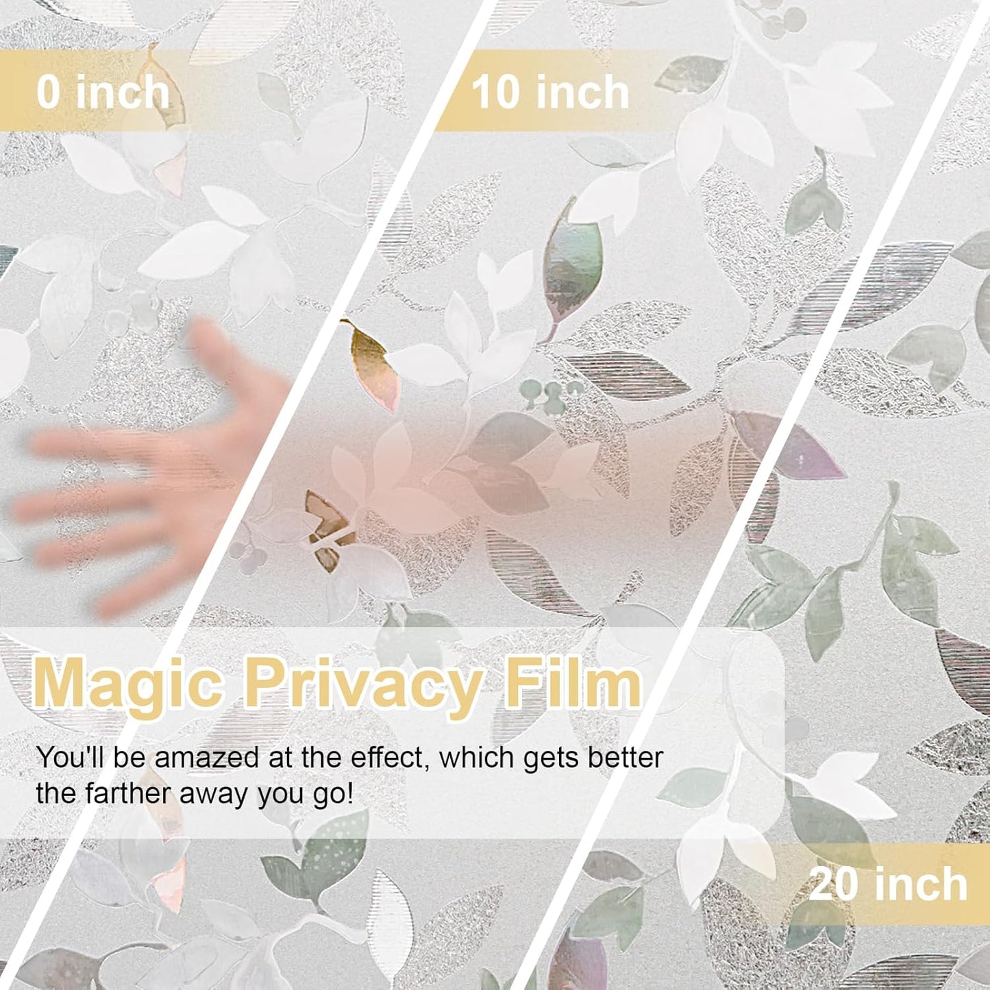 Window Privacy Film Decorative for Front Door, Bathroom Static Cling Stained Glass Sticker Opaque Heat Control UV Blocking Non-Adhesive for Home Windows 23.6 x 78.7 inches Magnolia