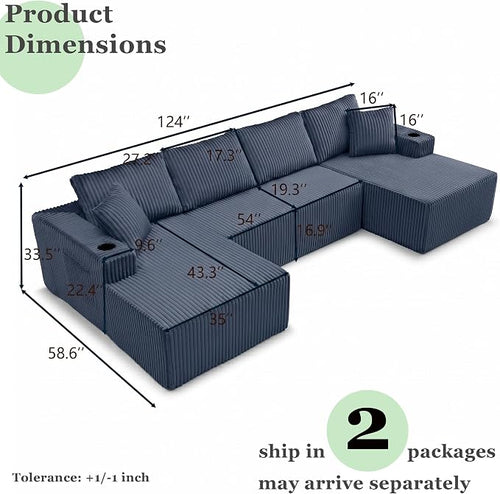 124" Oversized Sectional Couches - Image 2