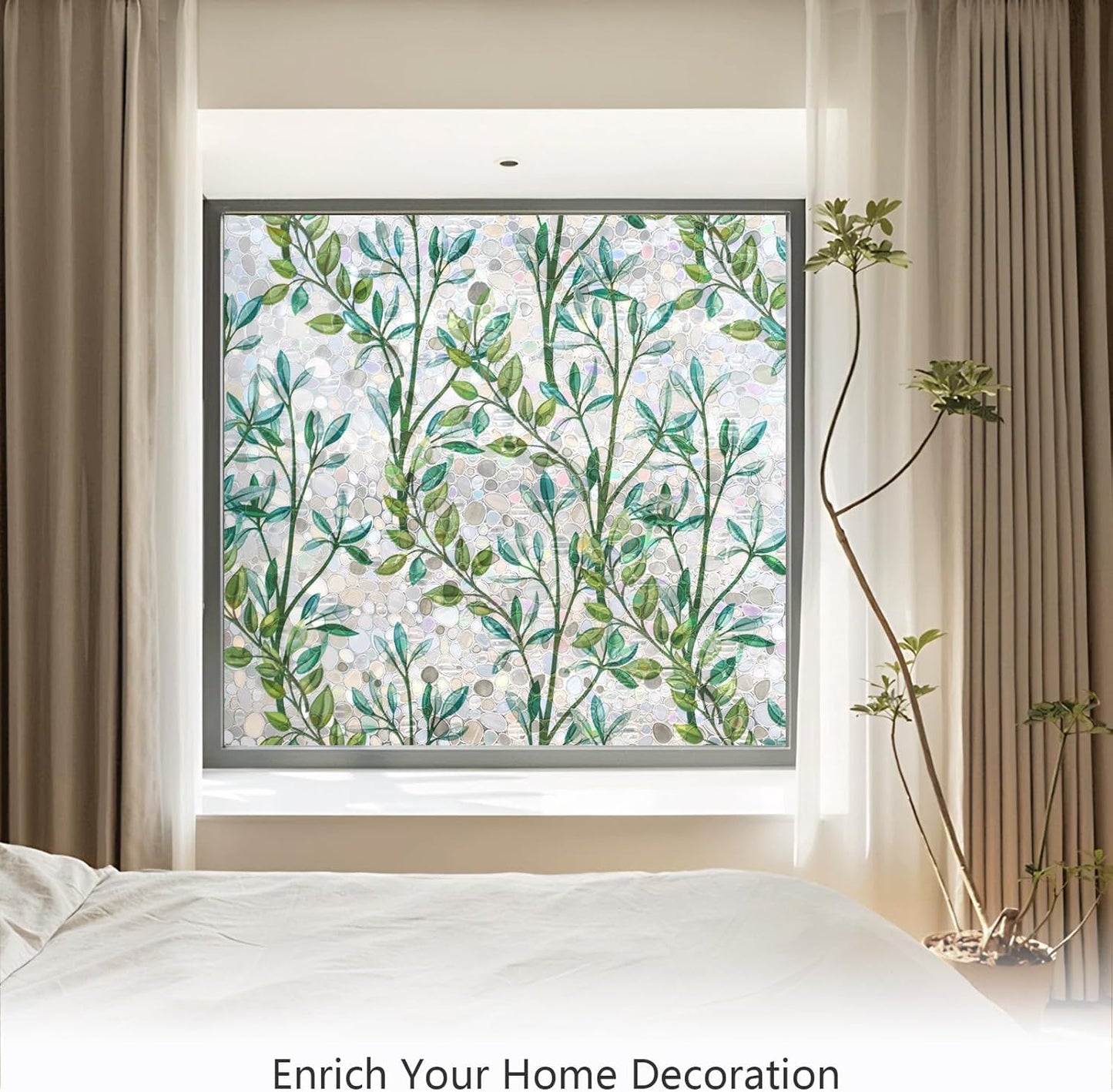 LEMON CLOUD Window Privacy Film, Stained Glass Window Film, Decorative Rainbow Window Clings, Static Cling Non Adhesive Door Stickers, Anti-UV Sun Blocker Heat Control for Home 29.5 x 78.7 inches