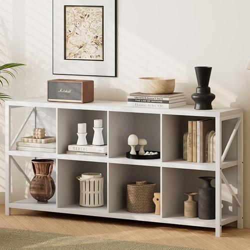 8 Cube Storage Organizer Bookshelf, Industrial Horizontal Bookcase, Accent by Unknown