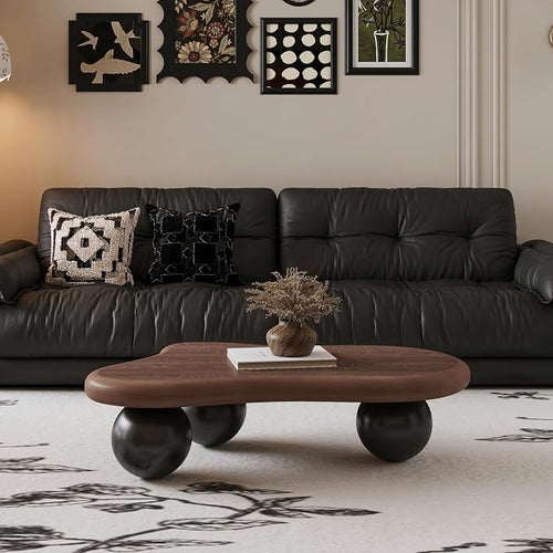 40” Cloud Coffee Table with 3 Ball Legs, Modern Irregular Center Table by BSYEIO