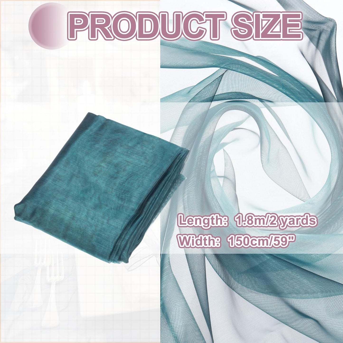 MECCANIXITY Iridescent Sheer Organza Fabric, 2 Yards x 59 Inches Solid Holographic Shiny Fabric Organza Cloth for Wedding, Curtains, Costume, Photo Background, Gradient Black Blue