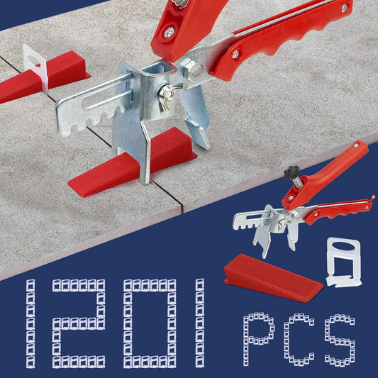 Tile Leveling System with Tile Plier, 1000-Piece Tile Spacers Clips and 200-Piece Reusable Wedges, Tile Leveler Tool Set for Ceramic Tile and Stone Installation (1/8 Inch Tile Spacers)