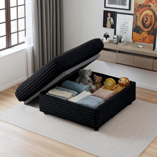 35.3" Corduroy Ottoman with Storage Oversized Ottoman by Cozelegti