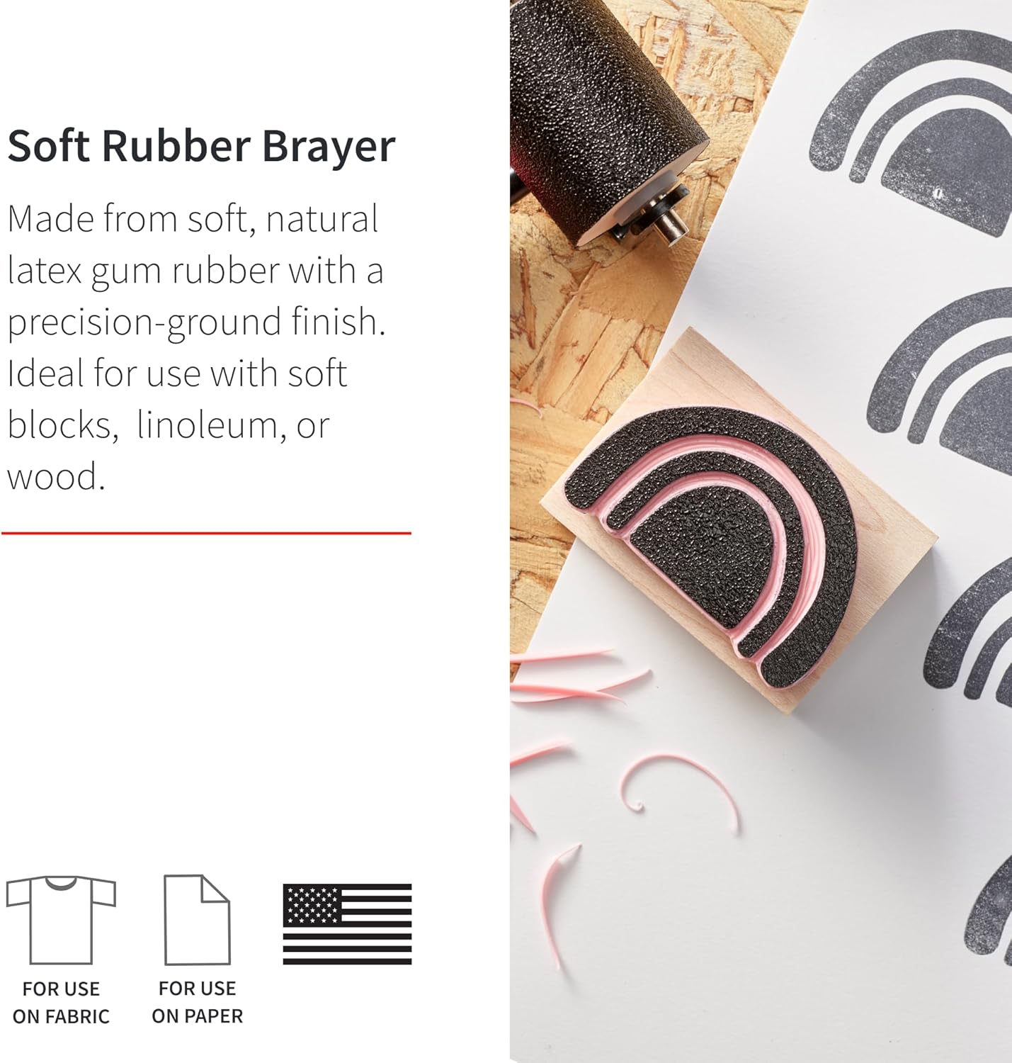 Speedball Soft Rubber Brayer, 3.5-Inch - Printmaking Roller Tool for Gel & Block Printing and Crafting - Made in USA