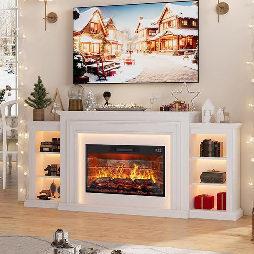 80" LED Lights Electric Fireplace by BOSHIROFurniture