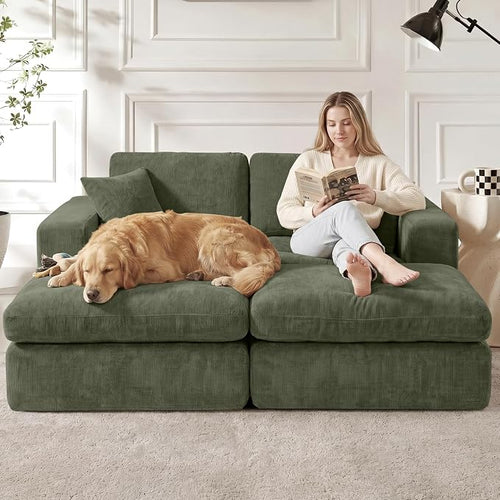 80.7" Oversized Double Chaise Lounge Chair Indoor, Cloud Boneless Sleeper Sofa - Image 2