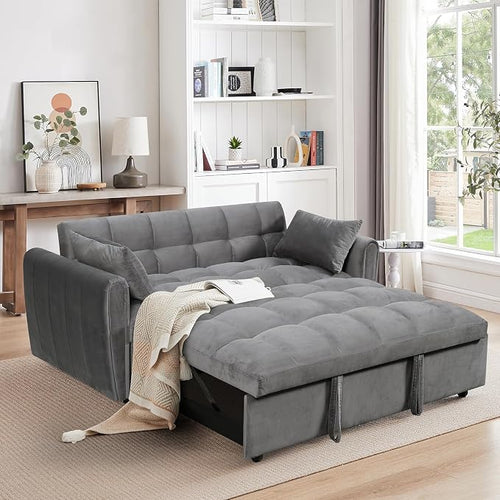 65 Inch Convertible Sleeper Sofa, 3-in-1 Sleeper Loveseat by IGHOVEATFURNITURE