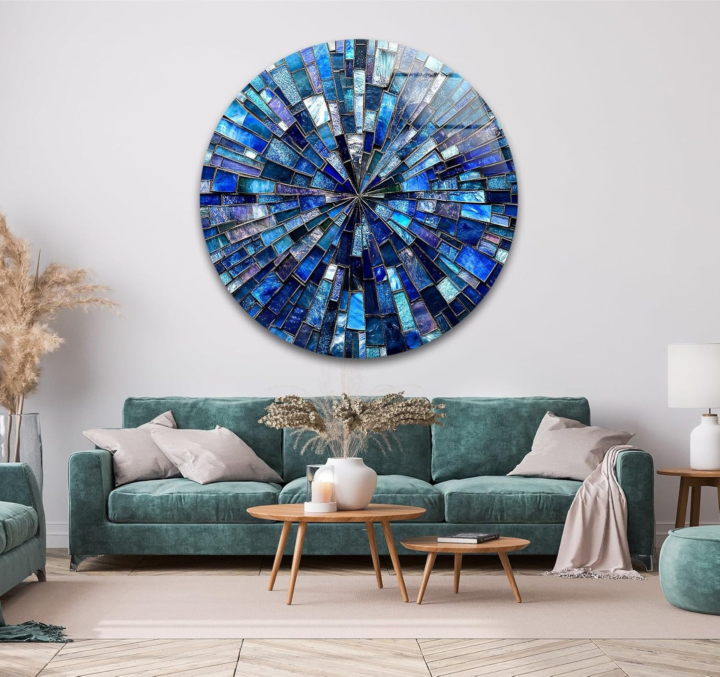 My Photostation.com 24''(60cm) Diameter Radiant Mosaic Burst Round Glass Wall Art Tempered Glass Printing Wall Decor Large Wall Art Wall Hangings