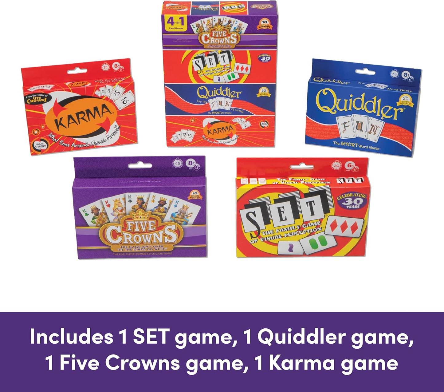 PlayMonster Five Crowns 4 Pack Bundle Card Games for Kids