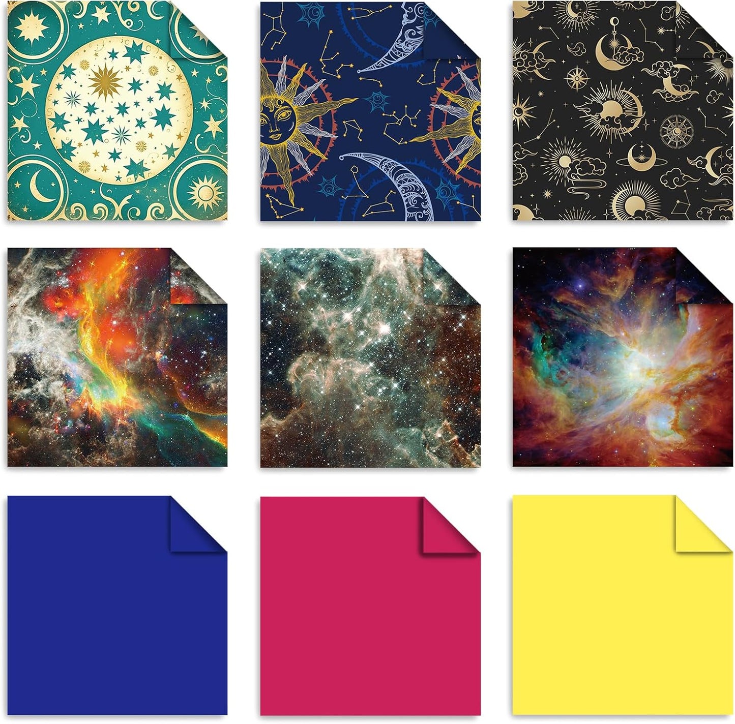 Origami 6x6 Paper Kit 150 Sheets 150 Vivid Colors Double Sided Same Printed Traditional Patterns Square for Arts Crafts Projects Japan Traditional Chiyo.Starry Sky