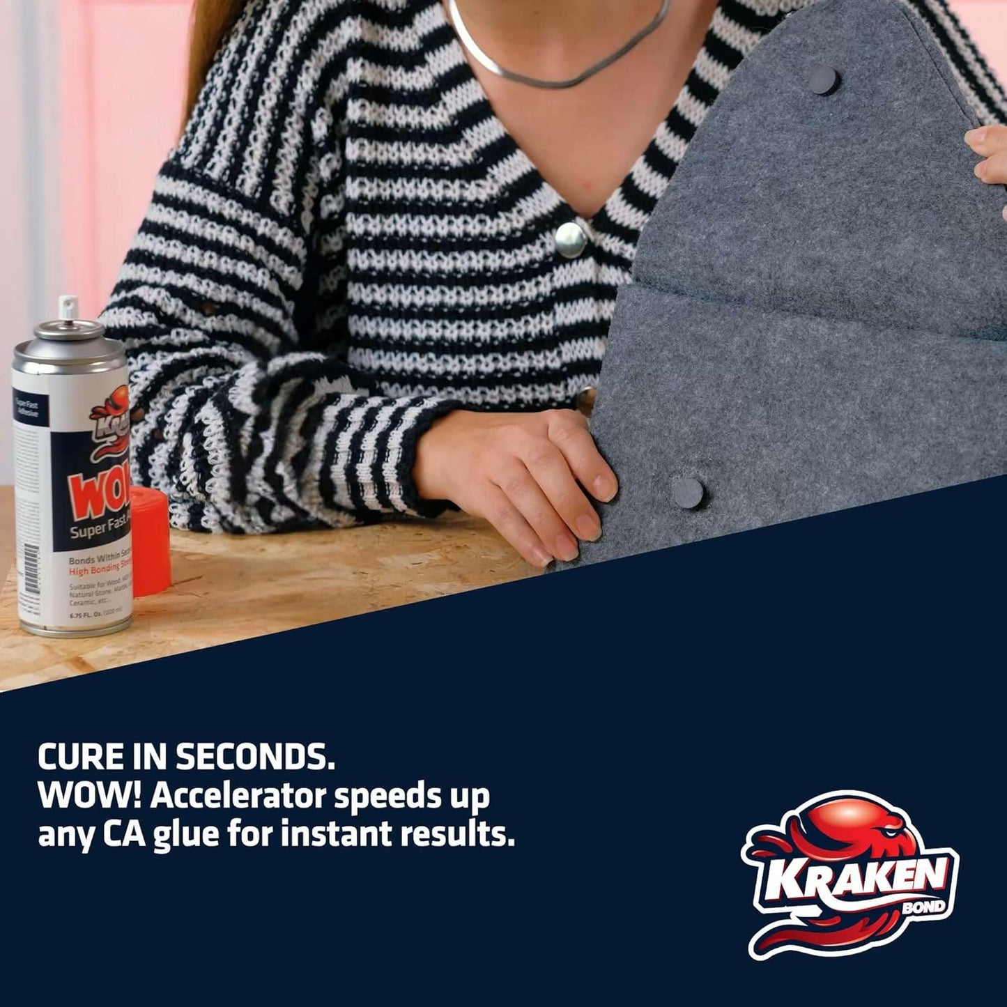 KRAKEN BOND Wow! Spray Adhesive Activator(3X6.76 Oz.) - Cyanoacrylate Super Glue Accelerator Spray for Plastic, Metal, Wood & PVC, CA Glue Activator | 3 Pack