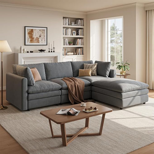 97" Cloud Couches for Living Room, 29.1" Deep Seat Modular Sectional Sofa by TROMIRY