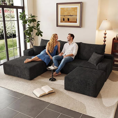 95" Cloud Sectional Couch U-Shaped Chaise by ODUWA