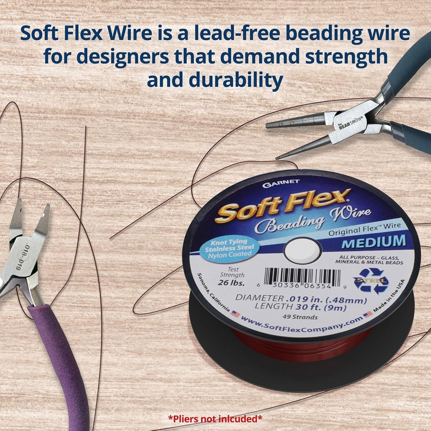 Soft Flex 49 Strand Beading Wire - Medium 0.19 Diameter - 30 Feet Nylon Design Wire