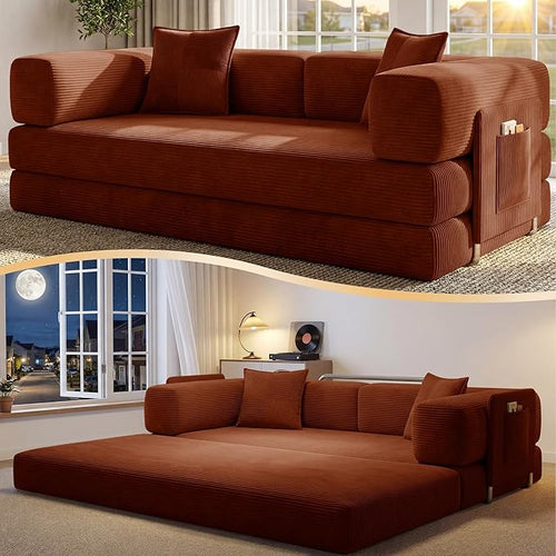 78.8" Convertible Futon Sofa Bed, Corduroy Futon Couch by CUBENTE