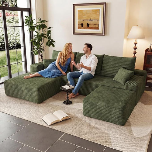 95" Cloud Sectional Couch U-Shaped Chaise by ODUWA