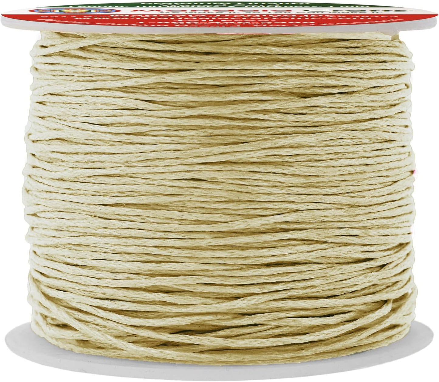 Mandala Crafts 1mm 109 Yards Beige Cotton Waxed Cord for Jewelry Making Bracelet Cord Waxed String - Beading String Thread Jewelry Cords for Necklaces String
