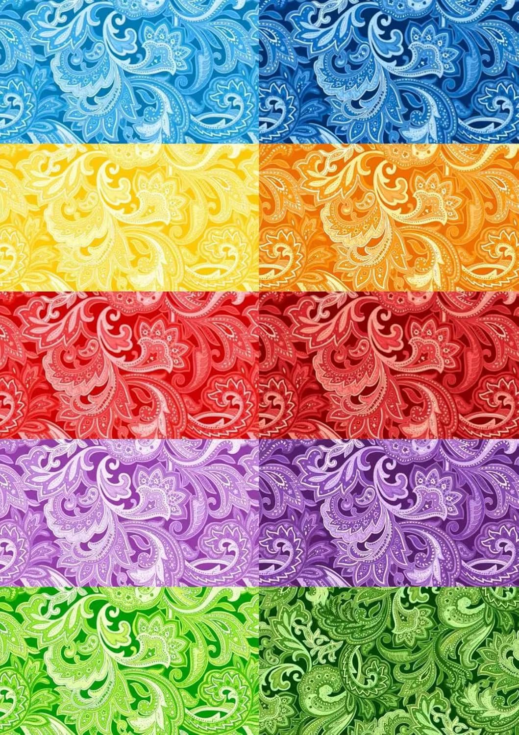 HANPATQUI 50PCS 12 x 12 inch Paisley Printed 100% Cotton Fat Quarters Fabric for Sewing and Quilting Bundles Precut Fabric Square for DIY Craft Patchwork