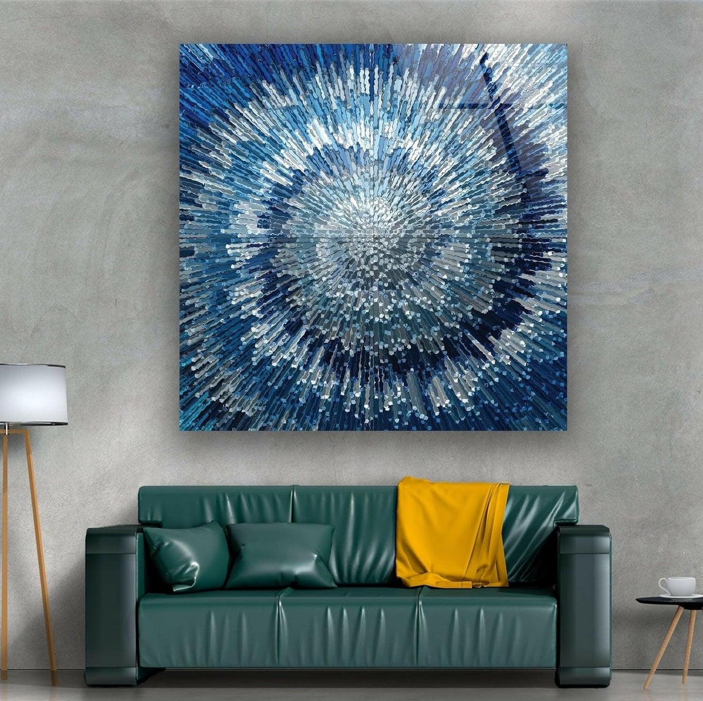 My Photostation.com 20Wx14H'' Abstract Blue Textured Glass Wall ArtTempered Glass Printing Wall Decor Large Wall Art Wall Hangings