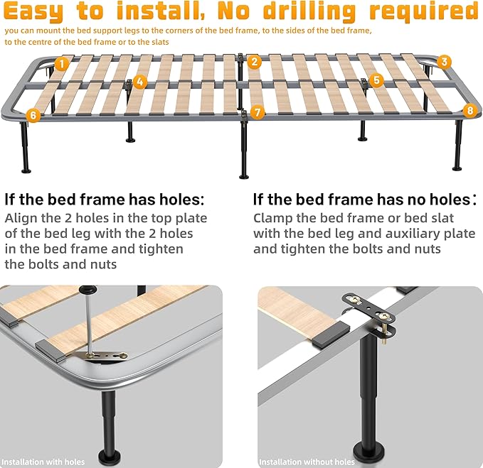Wlrrcwdttc 4 Pcs Adjustable Height Bed Support Legs 10-17 inch, Bed Frame - Image 5