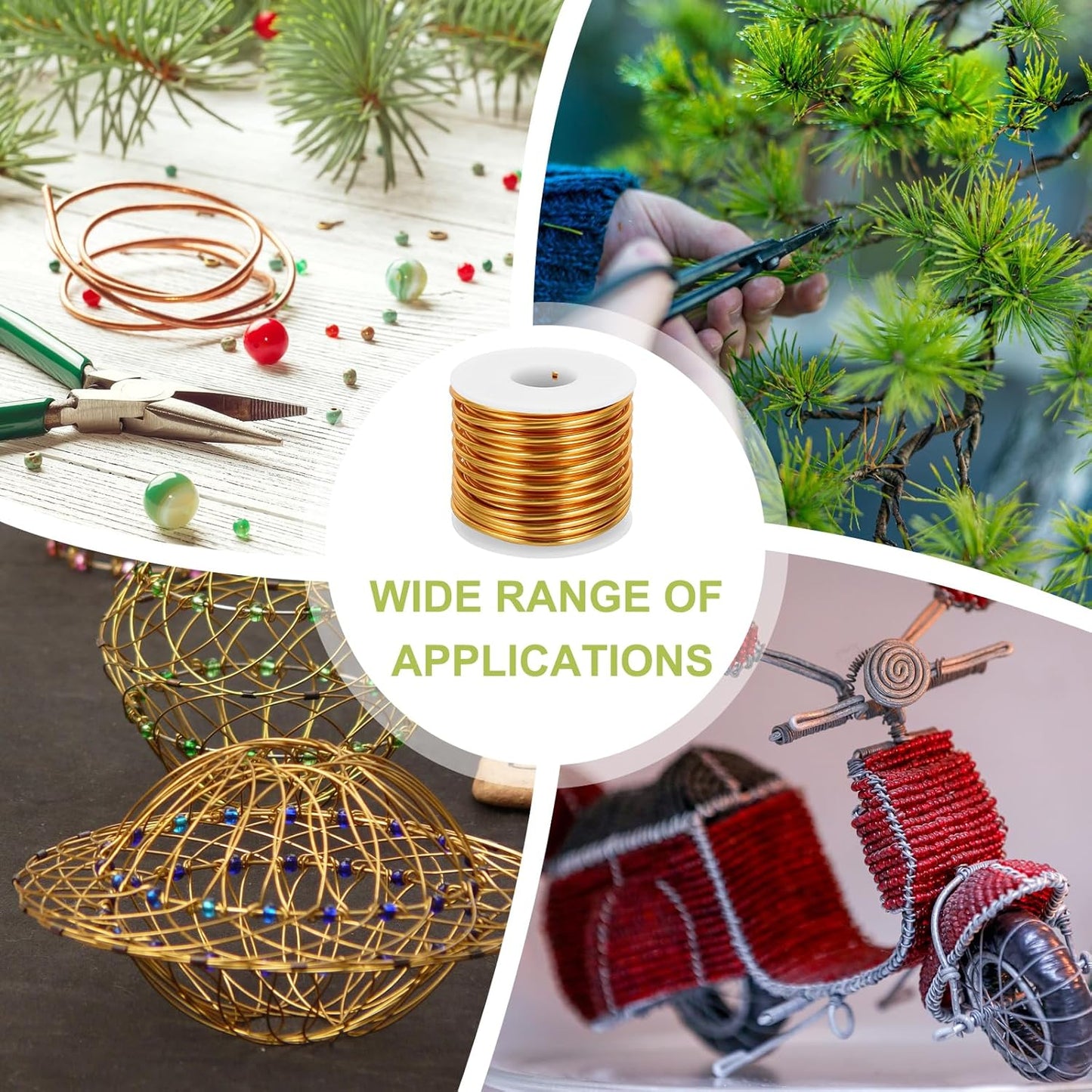 MECCANIXITY 9 Gauge Anodized Aluminum Craft Wire Bendable Bonsai Training Wire 56 Feet 3mm for Sculpting Crafts Wreath Floral Beading Jewelry Making, Yellow